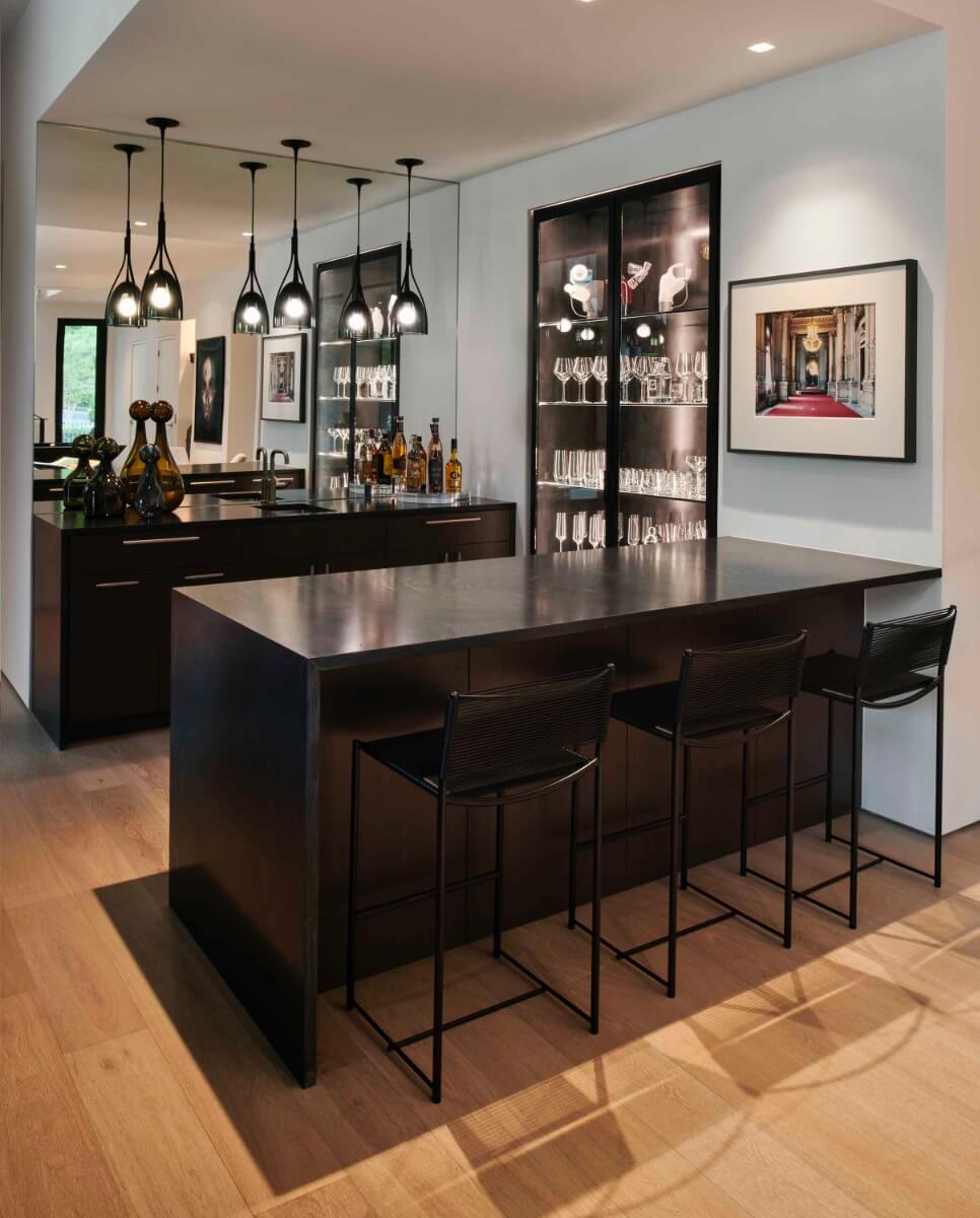 Bar area counter top and counter stools
